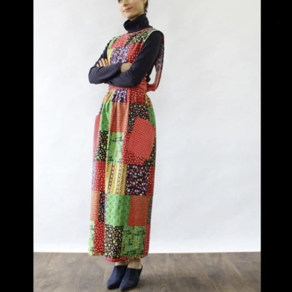 Vintage Design House Pinafore Apron Wrap Dress